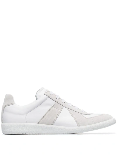 Shop Maison Margiela Replica Low-top Leather Sneakers In White ,grey