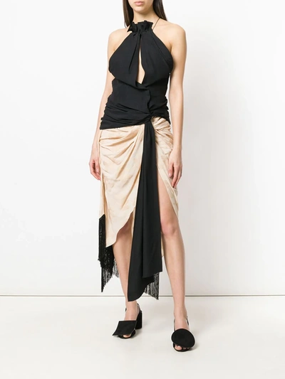 Shop Jacquemus Ruffled Cut Out Halter Top In Black