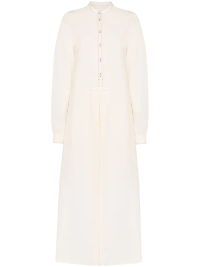 Shop Jil Sander Marina Collarless Shirt Dress In Neutrals