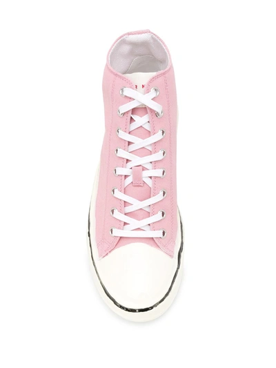 Shop Marni High Top Canvas Sneakers In Pink