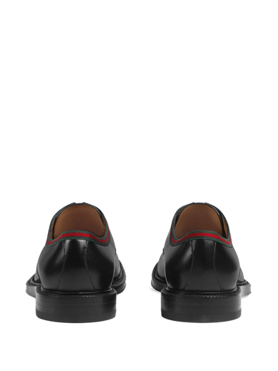 Shop Gucci Web-trim Leather Derby Shoes In Black