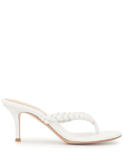 Shop Gianvito Rossi Tropea 70mm Braided Thong Mules In White