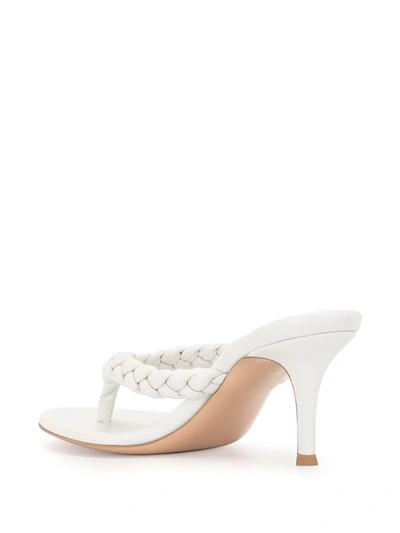 Shop Gianvito Rossi Tropea 70mm Braided Thong Mules In White