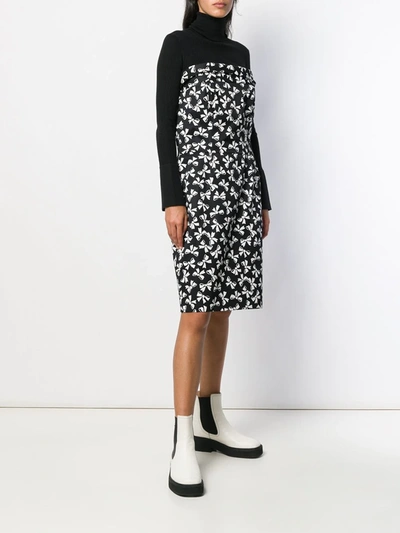 Pre-owned Saint Laurent 1980's Bows Print Strapless Dress In Black