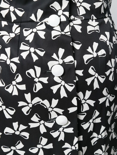Pre-owned Saint Laurent 1980's Bows Print Strapless Dress In Black