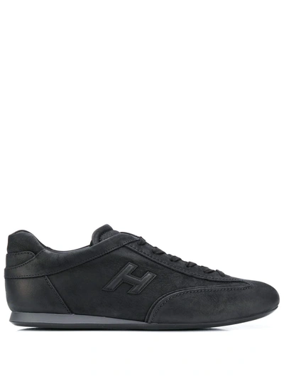 Shop Hogan Olympia Low-top Leather Sneakers In Black