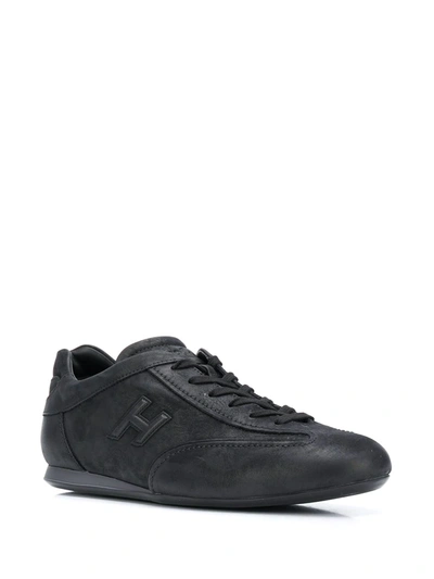 Shop Hogan Olympia Low-top Leather Sneakers In Black