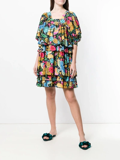 Shop La Doublej Colombo Grande Printed Dress In Blue