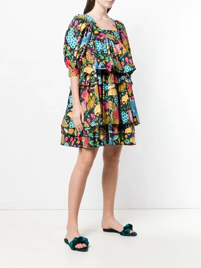 Shop La Doublej Colombo Grande Printed Dress In Blue