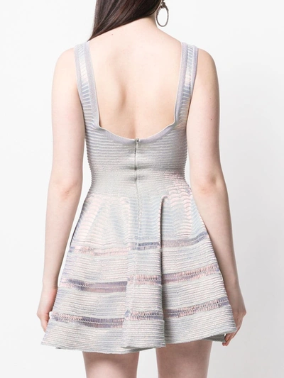 Pre-owned Alaïa 2018 Lurex Knit Flared Dress In Silver