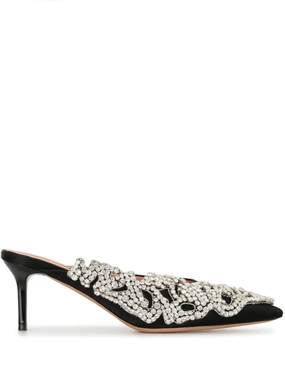 Shop Rochas Pointed Embellished Mules In Black