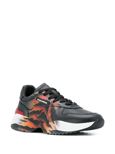 Shop Dsquared2 D42 Tiger Print Sneakers In Black