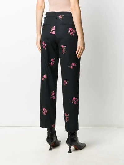 Shop Red Valentino Flower Jacquard Tailored Trousers In Black