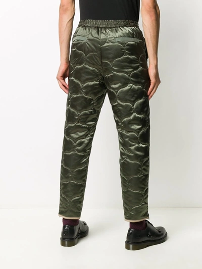 Shop Kenzo Quilted Track Pants With Zip In Green