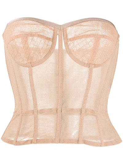 Shop Dolce & Gabbana Tulle Bustier Top In Neutrals