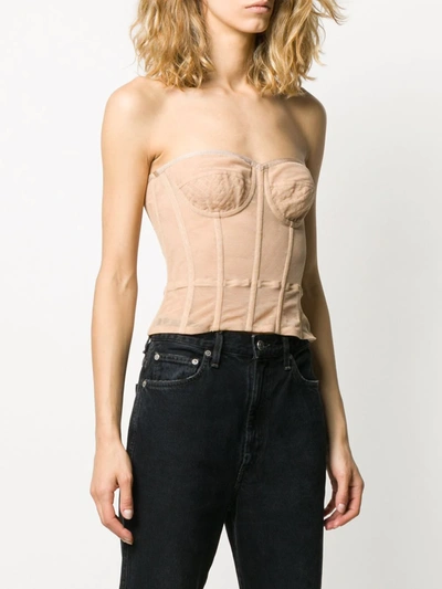 Shop Dolce & Gabbana Tulle Bustier Top In Neutrals