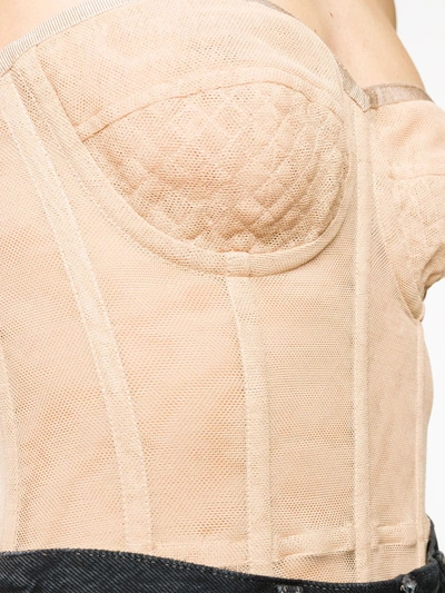 Dolce & Gabbana Tulle Sleeveless Bustier In Neutrals