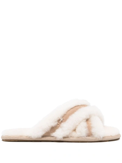Ugg Scuffita Womens Shearling Cozy Slide Slippers In White