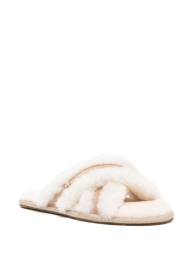 Ugg Scuffita Womens Shearling Cozy Slide Slippers In White