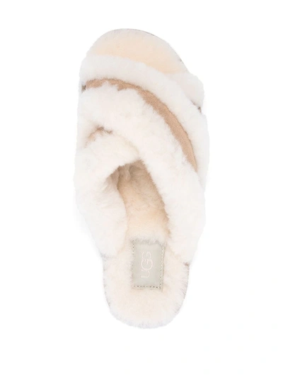 Ugg Scuffita Womens Shearling Cozy Slide Slippers In White