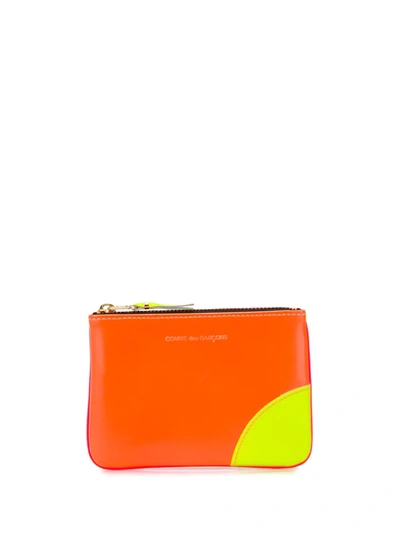 Shop Comme Des Garçons Colour-block Leather Wallet In Orange