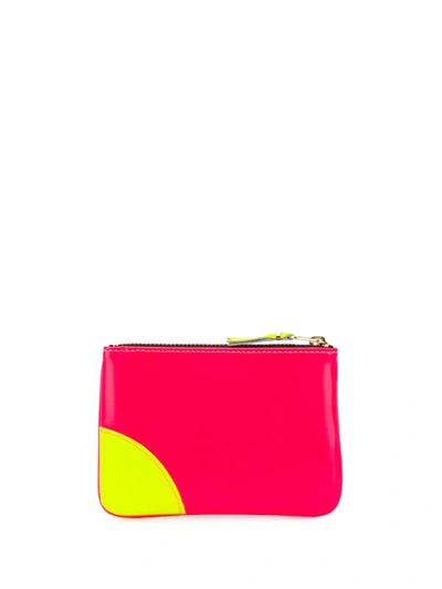 Comme Des Garçons Colour Blocked Zipped Purse In Orange