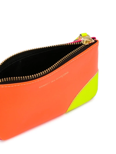 Comme Des Garçons Colour Blocked Zipped Purse In Orange