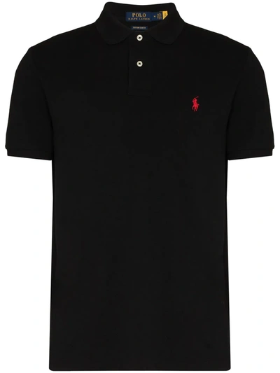 Shop Polo Ralph Lauren Embroidered-logo Polo Shirt In Black