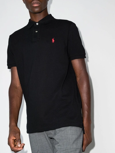 Shop Polo Ralph Lauren Embroidered-logo Polo Shirt In Black