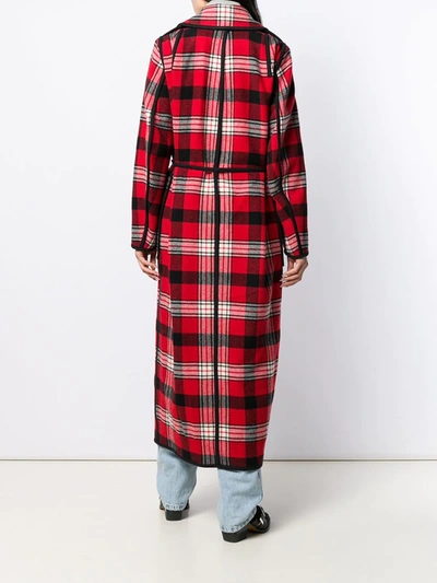 Shop Dsquared2 Long Checked Coat In Red