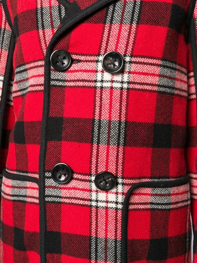 Shop Dsquared2 Long Checked Coat In Red