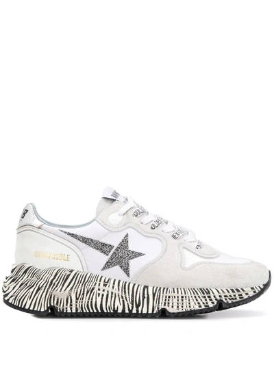 Shop Golden Goose Zebra Print Running Sole Sneakers In White