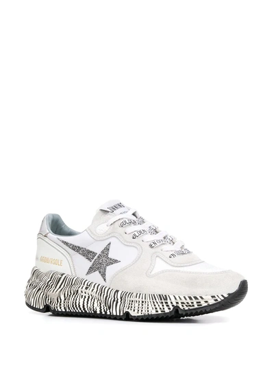 Shop Golden Goose Zebra Print Running Sole Sneakers In White