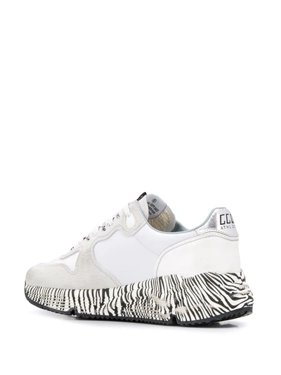 Shop Golden Goose Zebra Print Running Sole Sneakers In White