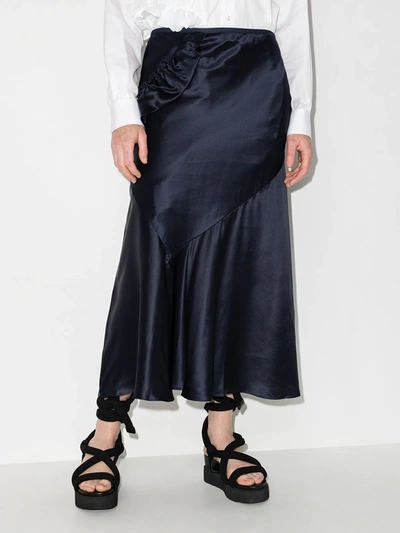 Shop Simone Rocha Bias-cut Midi Skirt In Blue