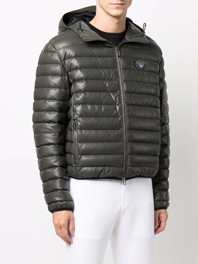 Shop Emporio Armani Padded Down Hooded Jacket In Green