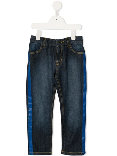 Shop Little Marc Jacobs Side Stripe Denim Jeans In Blue