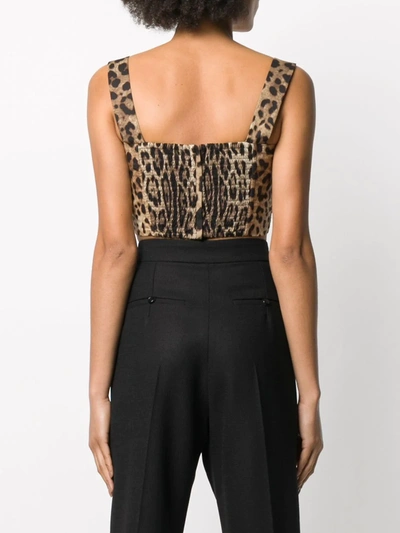 Dolce & Gabbana Leopard-print Bra Crop Top W/ Tie Front In Neutrals