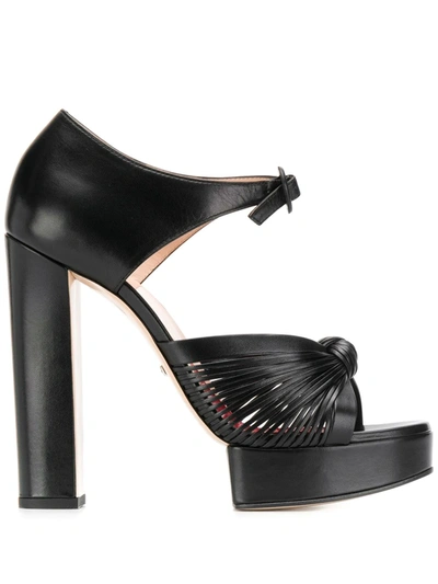 Shop Gucci Platform Knot Detail Sandals In Black