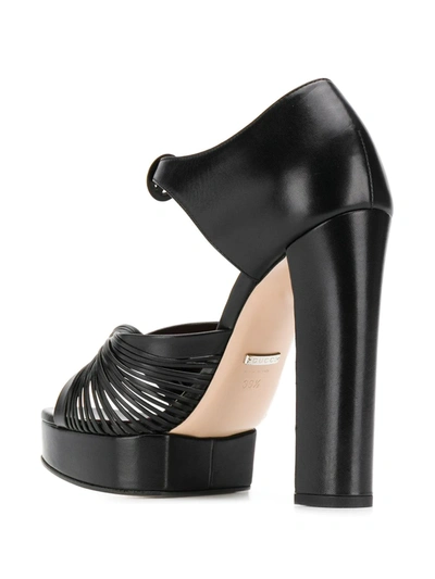 Shop Gucci Platform Knot Detail Sandals In Black