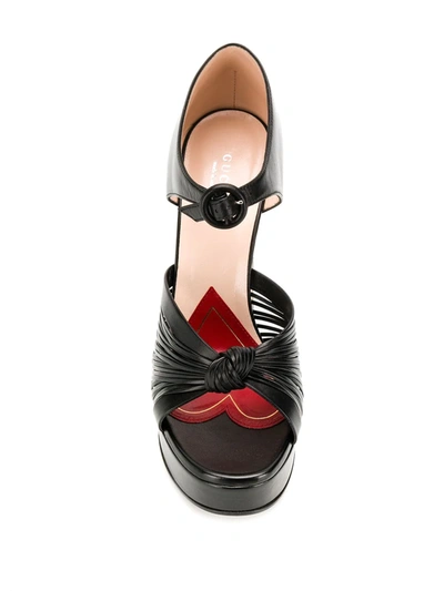 Shop Gucci Platform Knot Detail Sandals In Black