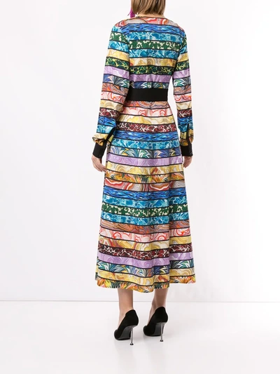 Shop Mary Katrantzou Mixed-stripe Wrap Midi-dress In Multicolour