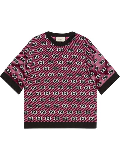 Shop Gucci Gg Stripe Wool Jacquard Top In Pink