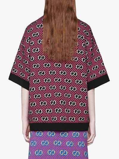 Shop Gucci Gg Stripe Wool Jacquard Top In Pink