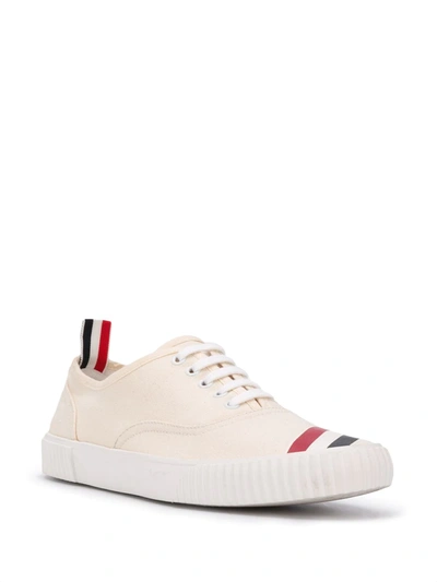 Shop Thom Browne Heritage Rwb-stripe Canvas Sneakers In White