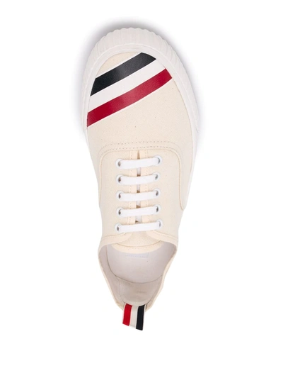 Shop Thom Browne Heritage Rwb-stripe Canvas Sneakers In White