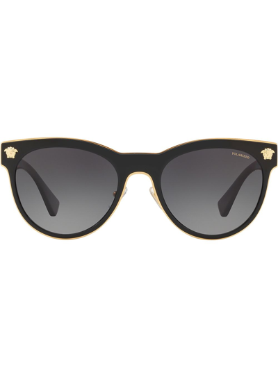 Shop Versace Phantos Round-frame Sunglasses In Black