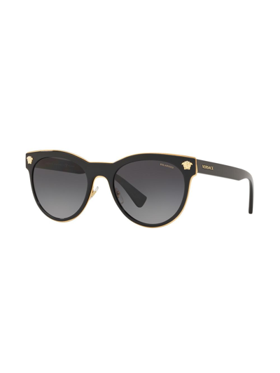 Shop Versace Phantos Round-frame Sunglasses In Black