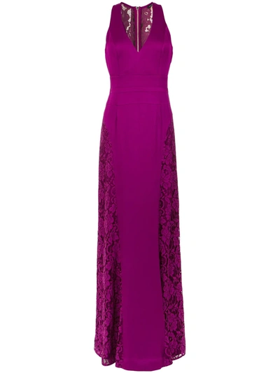Shop Tufi Duek Lace Panelled Gown In Pink