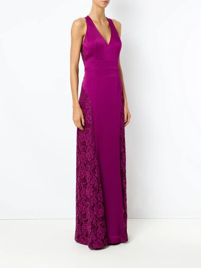 Shop Tufi Duek Lace Panelled Gown In Pink
